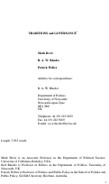 Cover page: Traditions of Governance: Interpreting the Changing Role of the Public Sector in Comparative and Historical Perspective