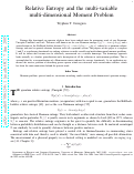 Cover page: Relative entropy and the multi-variable multi-dimensional moment problem