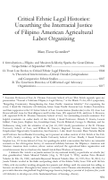 Cover page: Critical Ethnic Legal Histories: Unearthing the Interracial Justice of Filipino American Agricultural Labor Organizing