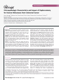 Cover page: Clinicopathologic Characteristics and Impact of Oophorectomy for Ovarian Metastases from Colorectal Cancer