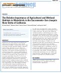 Cover page: The Relative Importance of Agricultural and Wetland Habitats to Waterbirds in the Sacramento–San Joaquin River Delta of California