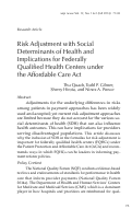 Cover page: Risk Adjustment with Social Determinants of Health and Implications for Federally Qualified Health Centers under the Affordable Care Act