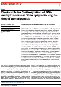 Cover page: Pivotal role for S-nitrosylation of DNA methyltransferase 3B in epigenetic regulation of tumorigenesis