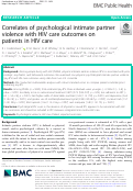 Cover page: Correlates of psychological intimate partner violence with HIV care outcomes on patients in HIV care