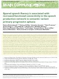 Cover page: Spared speech fluency is associated with increased functional connectivity in the speech production network in semantic variant primary progressive aphasia