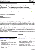 Cover page: Exploration of surgical blood pressure management and expected motor recovery in individuals with traumatic spinal cord injury.