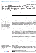 Cover page: Real-World Characterization of Women with Diagnosed Endometriosis Initiating Therapy with Elagolix Using a US Claims Database