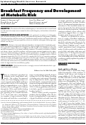 Cover page: Breakfast Frequency and Development of Metabolic Risk