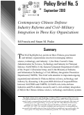Cover page: Contemporary Chinese Defense Industry Reforms and Civil–Military Integration in Three Key Organizations
