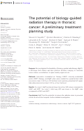 Cover page: The potential of biology-guided radiation therapy in thoracic cancer: A preliminary treatment planning study.