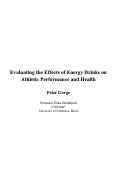Cover page of Evaluating the Effects of Energy Drinks on Athletic Performance and Health