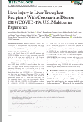 Cover page: Liver Injury in Liver Transplant Recipients With Coronavirus Disease 2019 (COVID‐19): U.S. Multicenter Experience