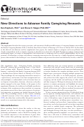 Cover page: New Directions to Advance Family Caregiving Research