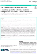 Cover page: A modified Delphi study to develop a practical guide for selecting patients with prostate cancer for active surveillance