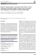 Cover page: Patient Characteristics Associated with Time to Next Treatment in Patients with Ovarian Cancer Treated with Niraparib: The PRED1CT Real-World Study.