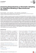 Cover page: Assessing Exhaustiveness of Stochastic Sampling for Integrative Modeling of Macromolecular Structures