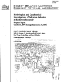 Cover page: Hydrological and Geochemical Investigations of Selenium Behavior at Kesterson Reservoir Progress Report October 1, 1994 through September 30, 1996