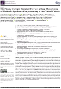 Cover page: The Plasma Oxylipin Signature Provides a Deep Phenotyping of Metabolic Syndrome Complementary to the Clinical Criteria