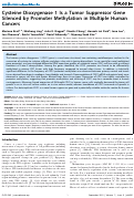 Cover page: Cysteine Dioxygenase 1 Is a Tumor Suppressor Gene Silenced by Promoter Methylation in Multiple Human Cancers