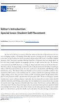 Cover page: Editor’s Introduction: Special Issue on Student Self Placement (SSP)