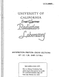 Cover page: ANTIPROTON-PROTON CROSS SECTIONS AT 1.0, 1.25, AND 2.0 BeV