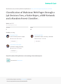 Cover page: Classification of Malicious Web Pages through a J48 Decision Tree, aNaïve Bayes, a RBF Network and a Random Forest Classifier forWebSpam Detection