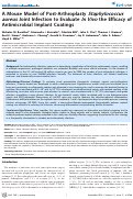 Cover page: A Mouse Model of Post-Arthroplasty Staphylococcus aureus Joint Infection to Evaluate In Vivo the Efficacy of Antimicrobial Implant Coatings