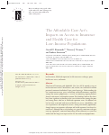 Cover page: The Affordable Care Act’s Impacts on Access to Insurance and Health Care for Low-Income Populations