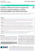 Cover page: Capillary refill time for the management of acute circulatory failure: a survey among pediatric and adult intensivists