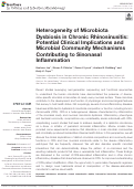 Cover page: Heterogeneity of Microbiota Dysbiosis in Chronic Rhinosinusitis: Potential Clinical Implications and Microbial Community Mechanisms Contributing to Sinonasal Inflammation