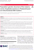Cover page: Population genetic structure of the malaria vector Anopheles minimus in Thailand based on mitochondrial DNA markers.