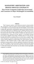 Cover page: Mandatory Arbitration and Prison Services Contracts: How Private Companies Exploit the Incarcerated and Consumers to Reject Meaningful Accountability