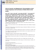 Cover page: Clinical, genomic, and metagenomic characterization of oral tongue squamous cell carcinoma in patients who do not smoke