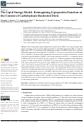 Cover page: The Lipid Energy Model: Reimagining Lipoprotein Function in the Context of Carbohydrate-Restricted Diets