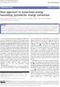 Cover page: New approach to waste-heat energy harvesting: pyroelectric energy conversion
