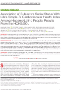 Cover page: Association of Subjective Social Status With Life's Simple 7s Cardiovascular Health Index Among Hispanic/Latino People: Results From the HCHS/SOL