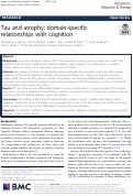 Cover page: Tau and atrophy: domain-specific relationships with cognition.