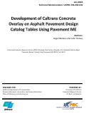 Cover page: Development of Caltrans Concrete Overlay on Asphalt Pavement Design Catalog Tables Using Pavement ME