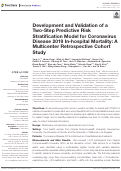 Cover page: Development and Validation of a Two-Step Predictive Risk Stratification Model for Coronavirus Disease 2019 In-hospital Mortality: A Multicenter Retrospective Cohort Study.