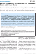 Cover page: Pharmacometabolomic Signature of Ataxia SCA1 Mouse Model and Lithium Effects