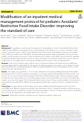 Cover page: Modification of an inpatient medical management protocol for pediatric Avoidant/Restrictive Food Intake Disorder: improving the standard of care