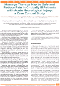 Cover page: Massage Therapy May be Safe and Reduce Pain in Critically Ill Patients with Acute Neurological Injury: a Case Control Study.