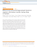 Cover page: Bidirectional prefrontal-hippocampal dynamics organize information transfer during sleep in humans.