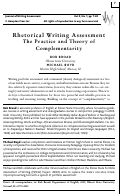 Cover page: Rhetorical Writing Assessment: The Practice and Theory of Complementarity