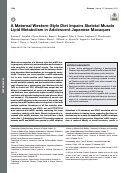 Cover page: A Maternal Western-Style Diet Impairs Skeletal Muscle Lipid Metabolism in Adolescent Japanese Macaques.