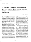 Cover page: A Historic Aboriginal Structure and Its Associations, Panamint Mountains, California