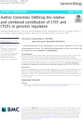 Cover page: Author Correction: Defining the relative and combined contribution of CTCF and CTCFL to genomic regulation