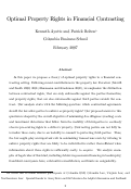 Cover page: Optimal Property Rights in Financial Contracting