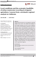 Cover page: Local conditions and the economic feasibility of urban wastewater recycling in irrigated agriculture: Lessons from a stochastic regional analysis in California