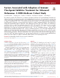 Cover page: Factors Associated with Adoption of Immune Checkpoint Inhibitor Treatment for Advanced Melanoma: A SEER-Medicare Cohort Study.